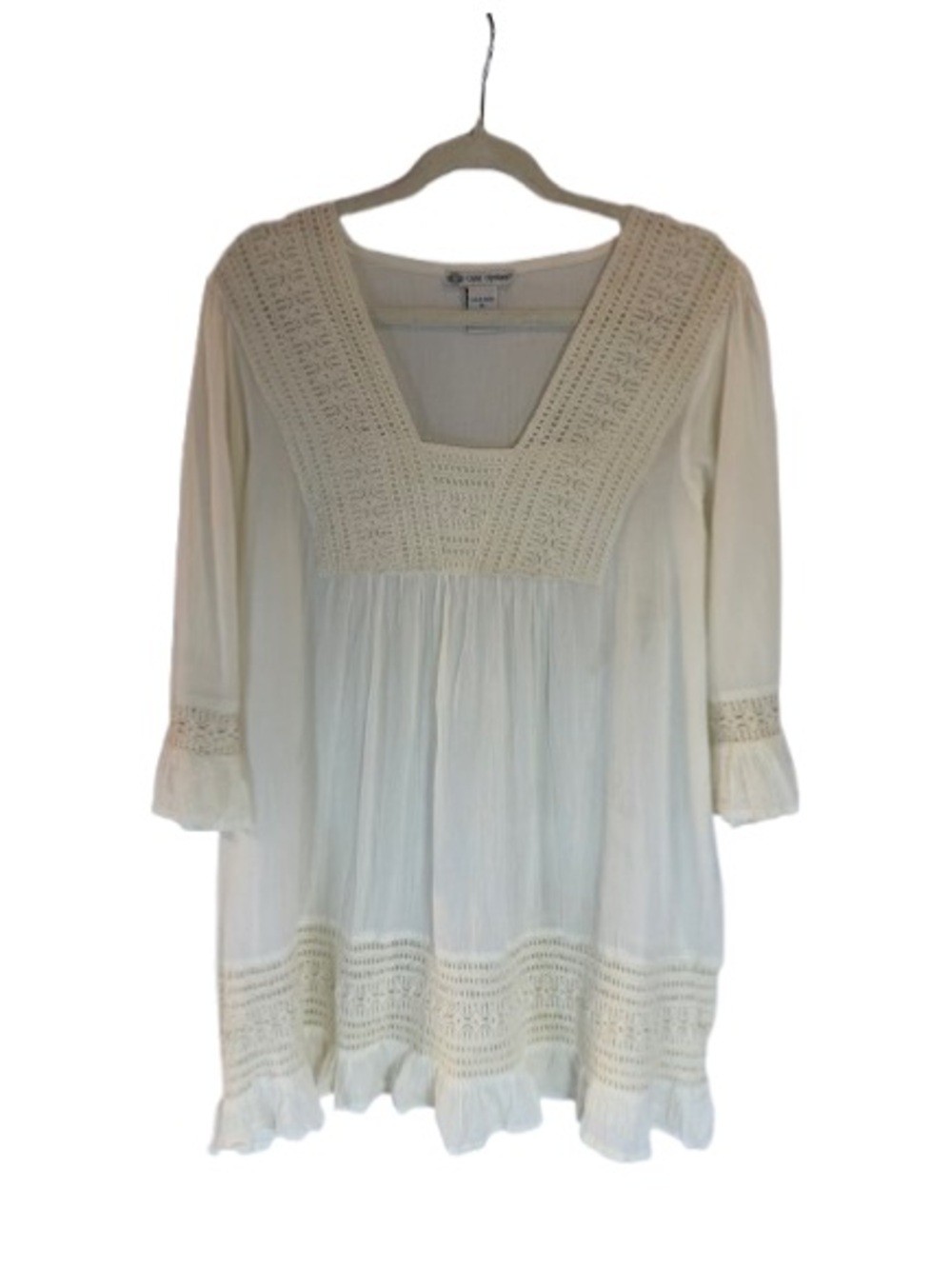 Cute Options White Boho Crochet Lace Tunic Dress XL EUC